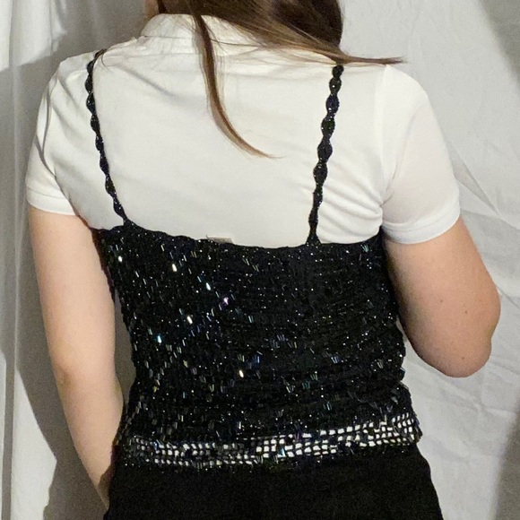 Vintage Le Chateau black beaded halter tank top - Picture 5 of 9